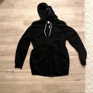 Oversized Black Zip Up w/ Cinched Waist